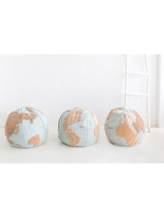 Lorena Canals Lorena Canals Poduszka dekoracyjna Pufa World Map 45 x Ø 50 cm Niebieski