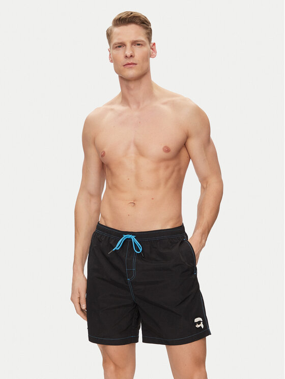KARL LAGERFELD KARL LAGERFELD Plážové šortky 240M2209 Černá Regular Fit