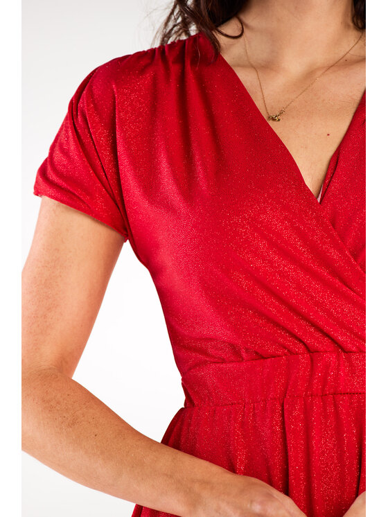Awama Awama Sukienka wieczorowa A558 Czerwony Basic Fit