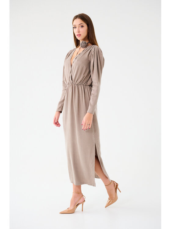 Leimann Leimann Sukienka koktajlowa Victoria Beżowy Feminine Fit