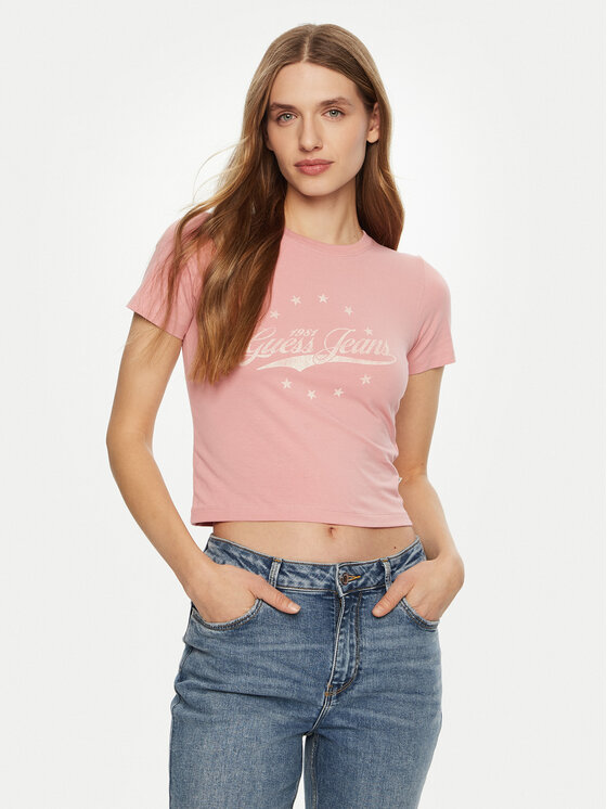 Guess Guess T-Shirt W5RI59 J1314 Różowy Regular Fit