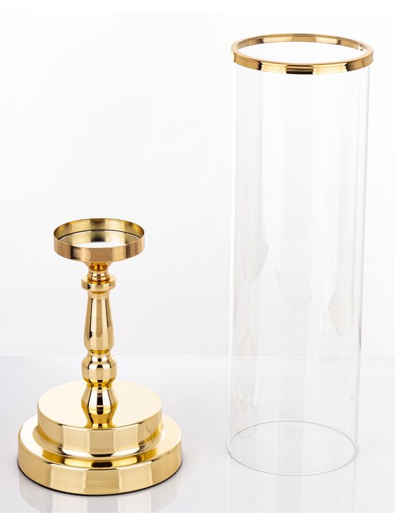MIAhome MIAhome Świecznik złoty z kloszem 41x15 cm KANDILA Złoty