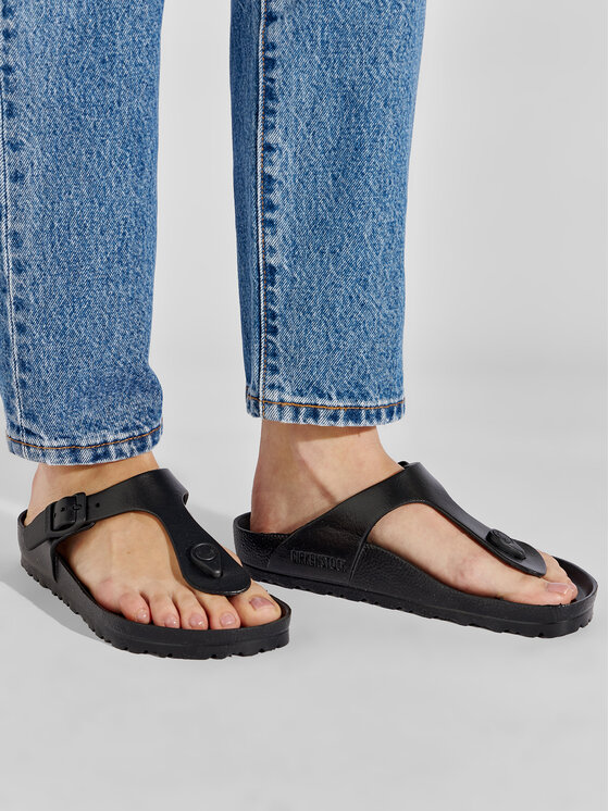 Birkenstock Birkenstock Šlepetės per pirštą Gizeh 0128201 Juoda