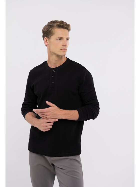Volcano Volcano Longsleeve L-KROTI Czarny Regular Fit