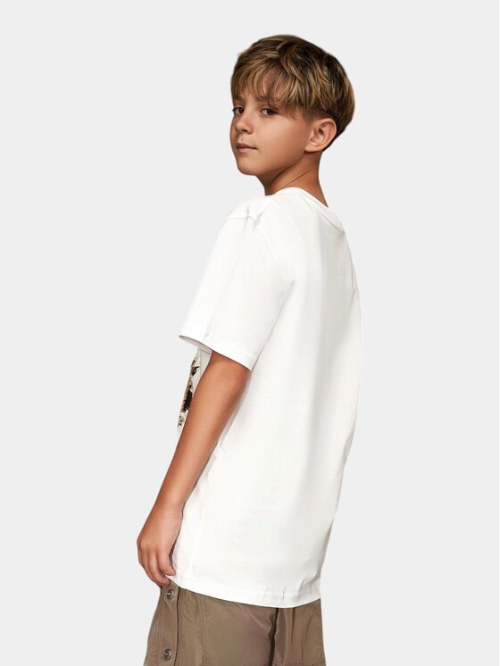 MADE BY SOCIETY MADE BY SOCIETY T-Shirt Tricou "Rich kid" - T36540 Biały Basic Fit