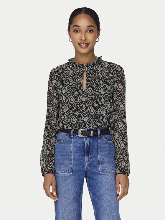 ONLY ONLY Blúz Ditsy 15229700 Fekete Regular Fit