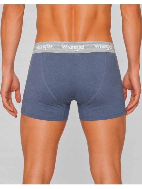 Wrangler Wrangler Bokserki Wren 3 Pack Cotton Elastane Button Fly Trunks Niebieski