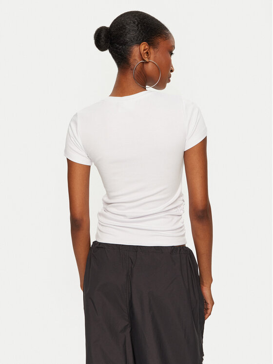 Juicy Couture Juicy Couture Marškinėliai Dot Ruched JCWCT24311 Balta Slim Fit