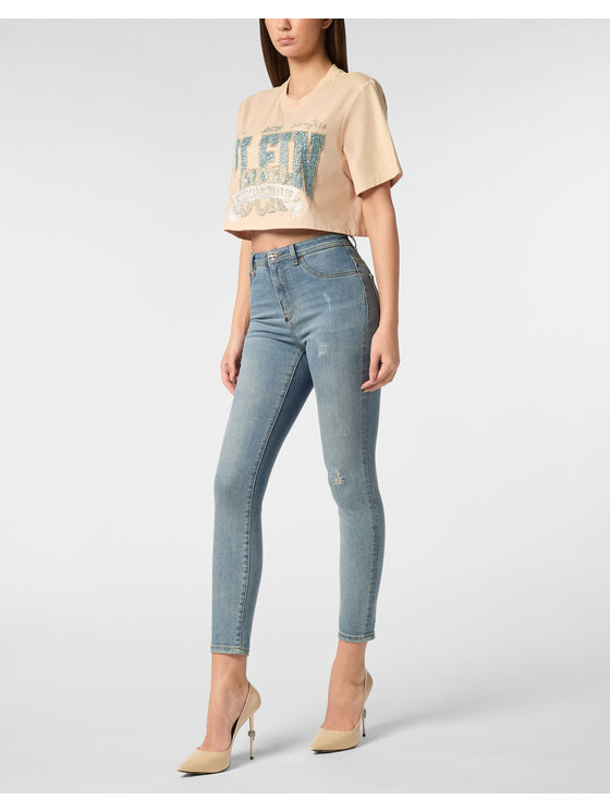 PHILIPP PLEIN PHILIPP PLEIN T-Shirt 24203 Kremowy Regular Fit