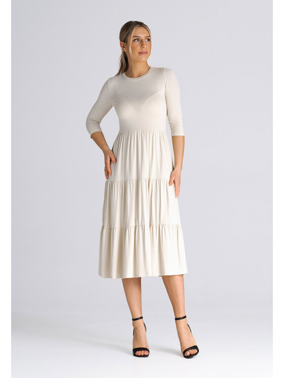 FIGL FIGL Sukienka codzienna SUKIENKA M943 Beżowy Regular Fit