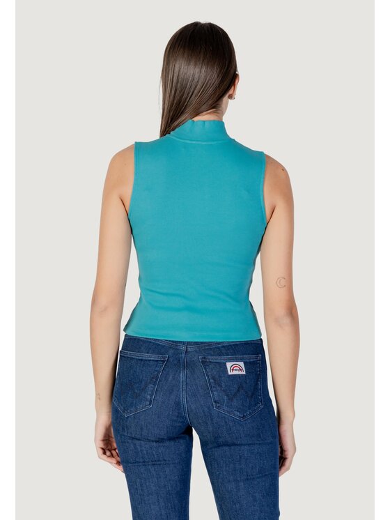 Calvin Klein Jeans Calvin Klein Jeans T-shirt A- WOVEN LABEL SL QZ Turchese Casual Fit