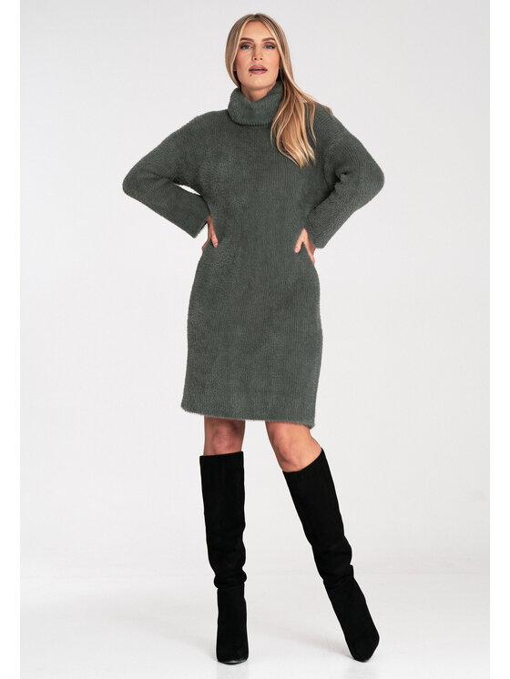 FIGL FIGL Úpletové šaty M1096 Zelená Fitted Fit