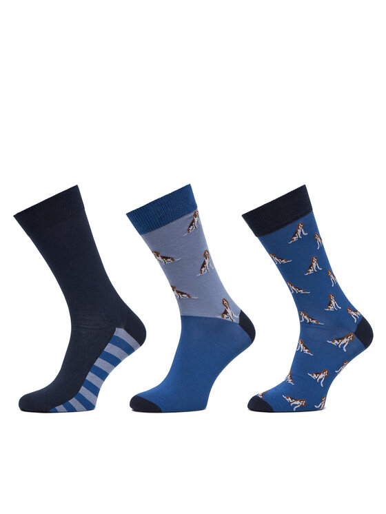 Set de 3 perechi de șosete lungi pentru bărbați Barbour Beagle Dog MGS0070BL71 Albastru