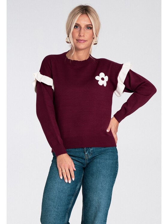 FIGL FIGL Svetr M1242 Bordó Regular Fit