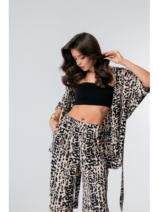 Aurora Aurora Garnitur Kimono animal print Czarny Custom Fit