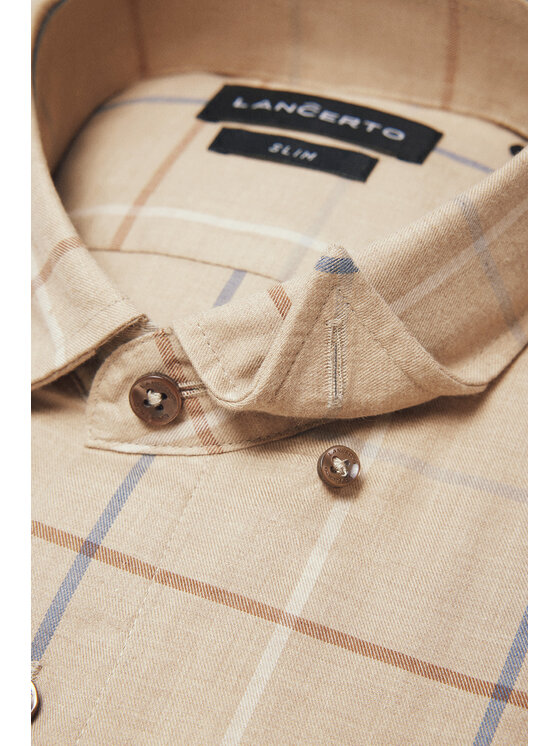 Lancerto Lancerto Koszula Nerina KO073224000029 Beżowy Slim Fit