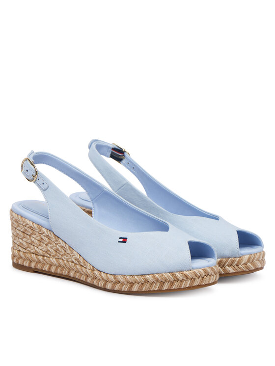 Tommy Hilfiger Tommy Hilfiger Еспадрили Hemp Slingback Wedge Espadrilles FW0FW09472 Светлосин