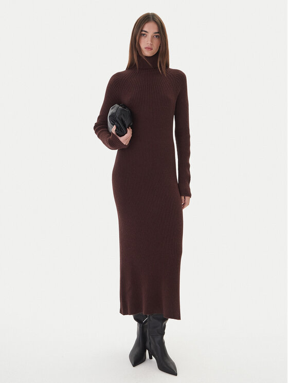 Kontatto Kontatto Rochie tricotată 3M0853C Maro Regular Fit