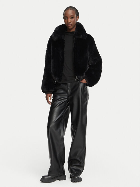 HUGO HUGO Pelzmantel Fabi-1 50566073 Schwarz Regular Fit