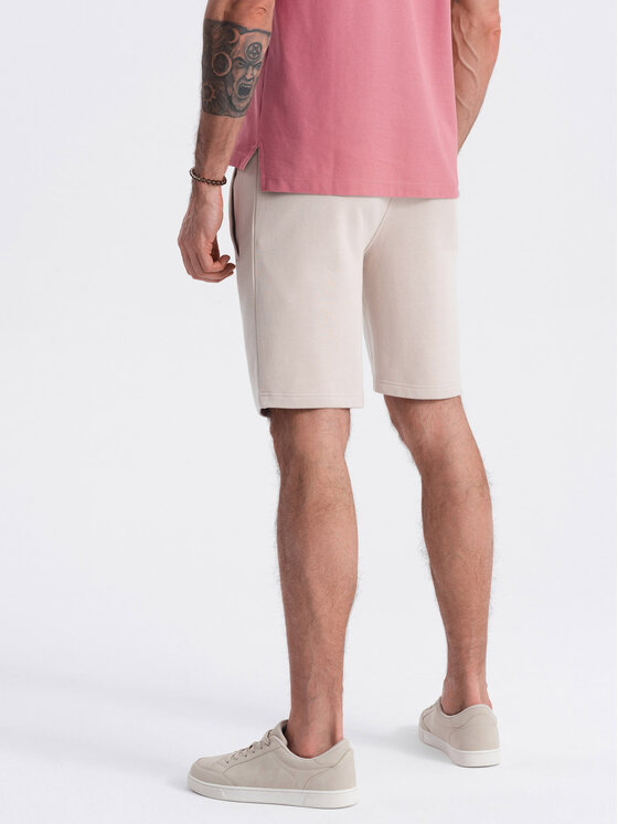 Ombre Ombre Šortky z materiálu OM-SRBS-0139 Béžová Regular Fit