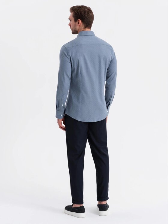 Ombre Ombre Košile OM-SHCS-0174 Modrá Regular Fit