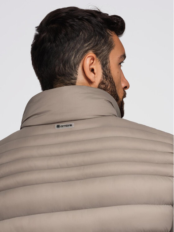 Ombre Ombre Kurtka puchowa OM-JALP-0231 Beżowy Regular Fit