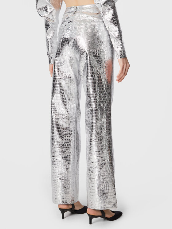 ROTATE ROTATE Hose aus Kunstleder Rotiie RT2227 Silberfarben Relaxed Fit