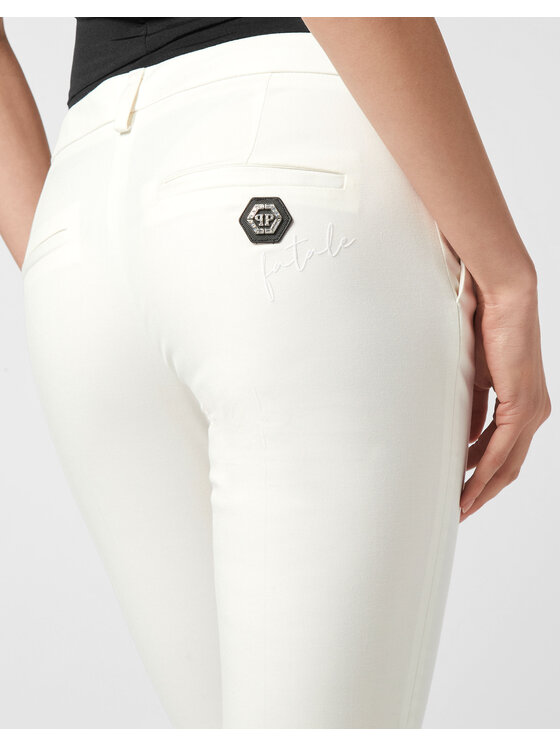 PHILIPP PLEIN PHILIPP PLEIN Spodnie materiałowe 26481 Biały Regular Fit