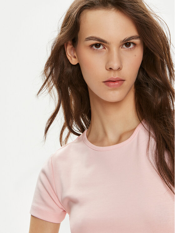 Gina Tricot Gina Tricot T-Shirt Basic 17957 Różowy Slim Fit