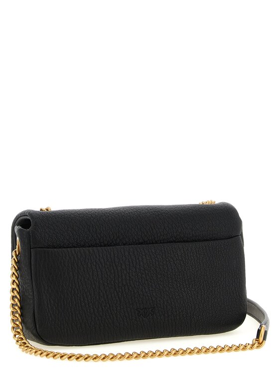 PINKO PINKO Torebka Black Lamb Leather Shoulder Czarny