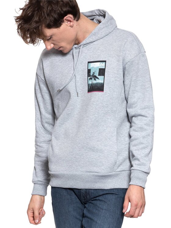 Lee Lee Felpa GRAPHIC RELAXED HOOD Grigio Regular Fit