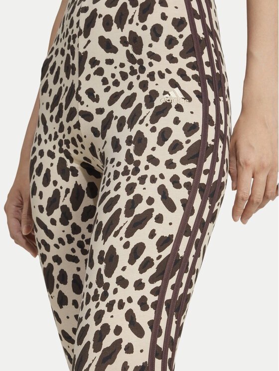 adidas adidas Legginsy Essentials 3-Stripes Animal Print IX3722 Brązowy Slim Fit
