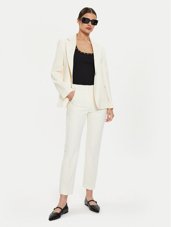 Weekend Max Mara Weekend Max Mara Kalhoty z materiálu Freda 2425136031 Écru Regular Fit