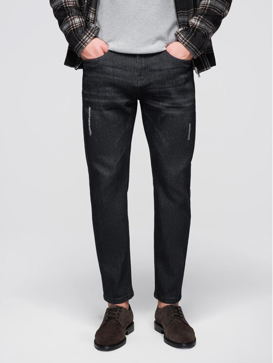 Ombre Ombre Jeansy OM-PADP-0241 Černá Regular Fit