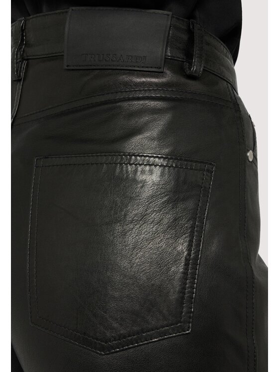 Trussardi Trussardi Pantaloni di pelle P324A002272N033 Nero Flare Fit
