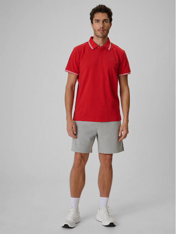 4F 4F Polo STREFA KIBICA Czerwony Regular Fit