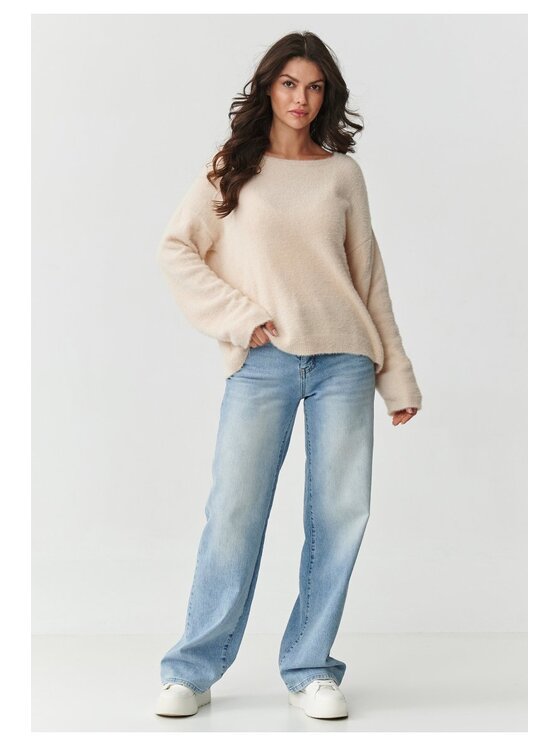 Makadamia Makadamia Sweter S171 Beżowy Boxy Fit