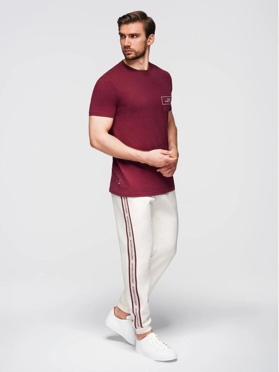 Ombre Ombre Spodnie dresowe OM-PASK-0284 Écru Regular Fit