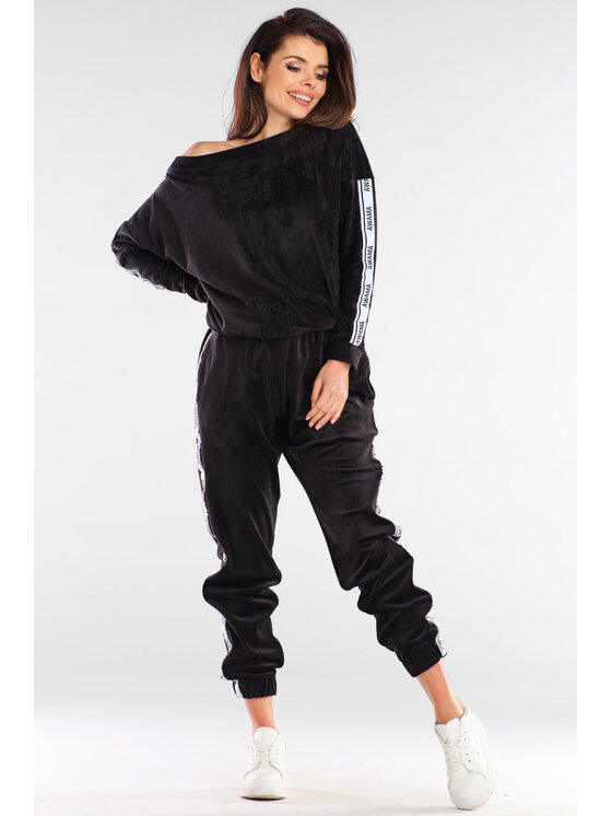 Awama Awama Spodnie damskie A409 Czarny Basic Fit