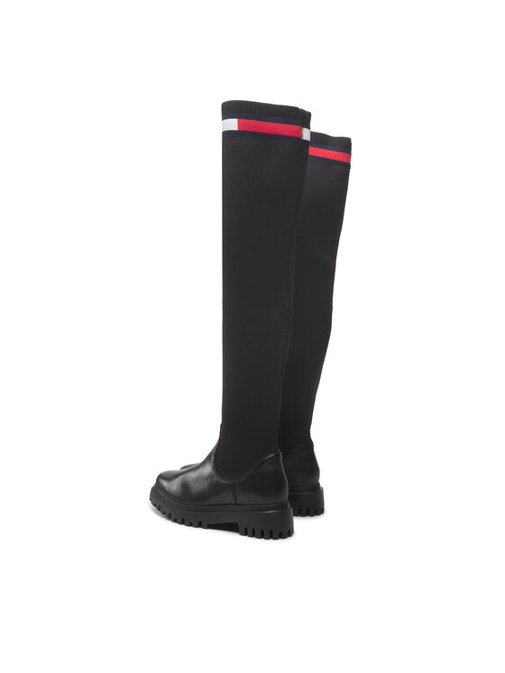 Tommy Jeans Tommy Jeans Чизми Knit Overknee Boot EN0EN01830 Черен