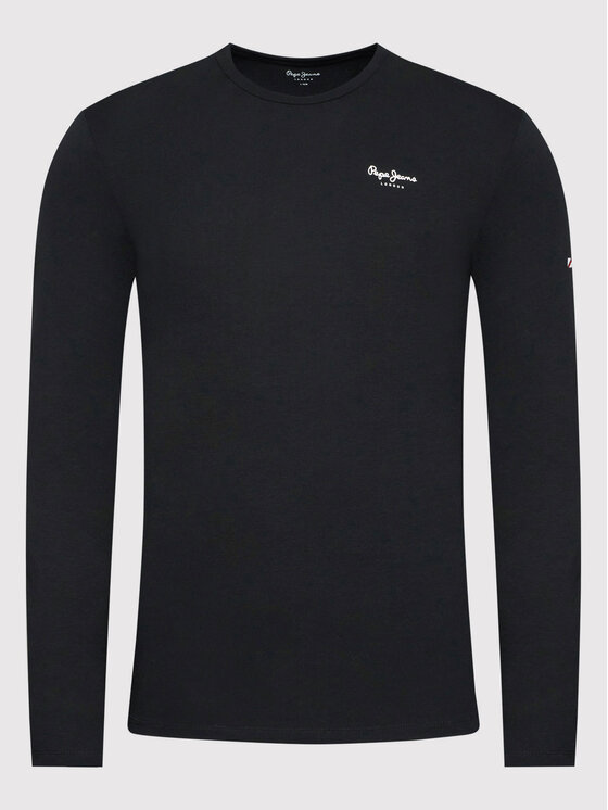 Pepe Jeans Pepe Jeans S dlhými rukávmi Original Basic 2 Long N PM508211 Čierna Slim Fit