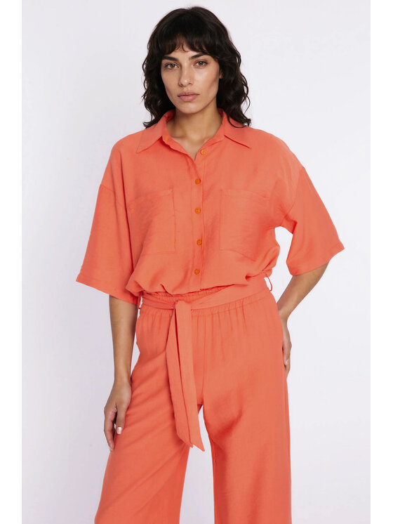 NIFE NIFE Kalhoty z materiálu SD135 Oranžová Wide Leg
