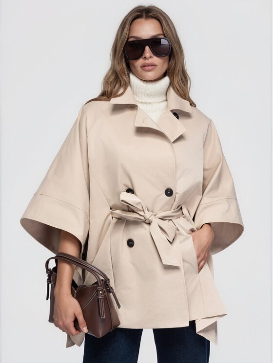 Ombre Ombre Płaszcz przejściowy OW-CT-E0020 Beżowy Oversize