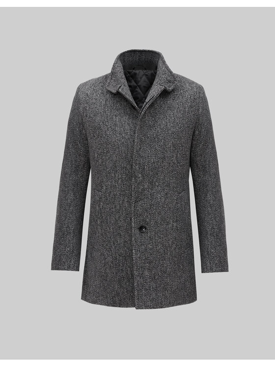 Borgio Borgio Płaszcz wełniany rivara_sz Szary Slim Fit