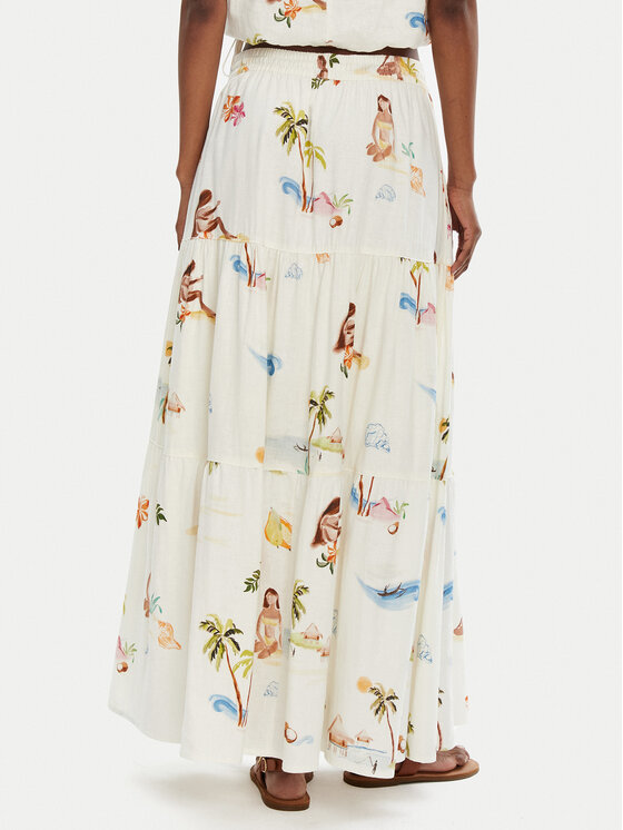 Seafolly Seafolly Maxi sukňa Isla Palm 55397-SK Écru Regular Fit