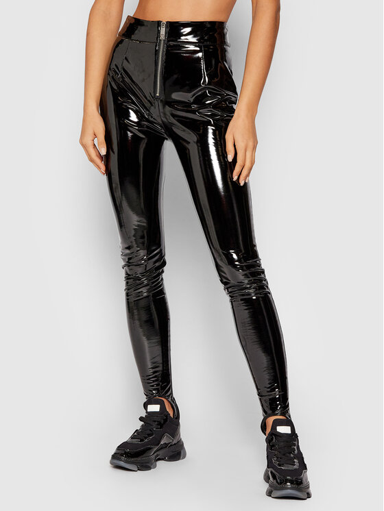 John Richmond Pantaloni din imitație de piele Elerdam RWA21084LE Negru Slim Fit din imagine noua