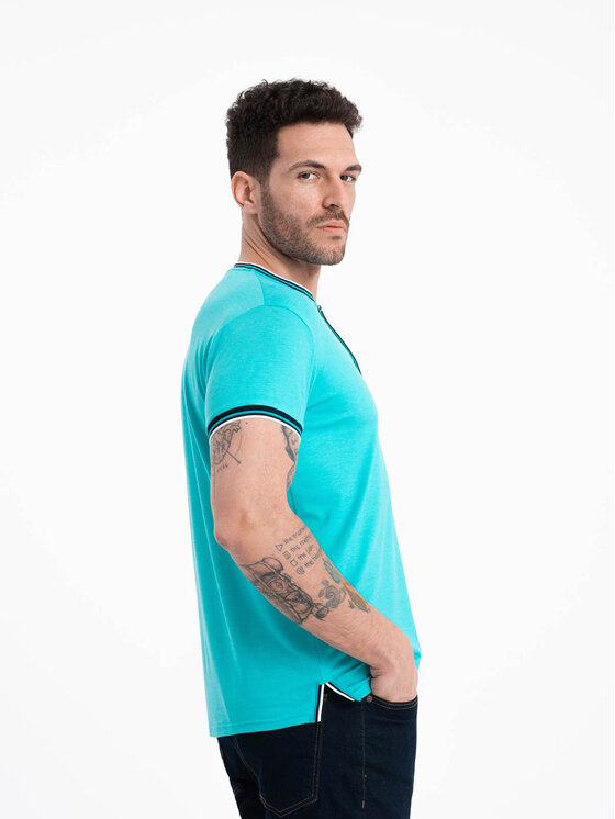 Ombre Ombre T-Shirt OM-TSCT-0175 Tyrkysová Casual Fit