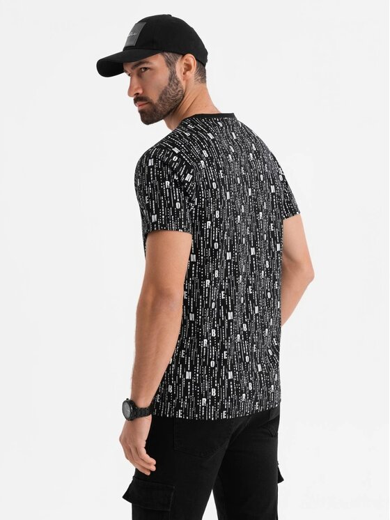 Ombre Ombre T-Shirt OM-TSFP-0225 Czarny Regular Fit