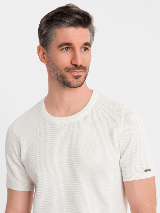 Ombre Ombre T-Shirt OM-TSCT-0244 Biały Regular Fit