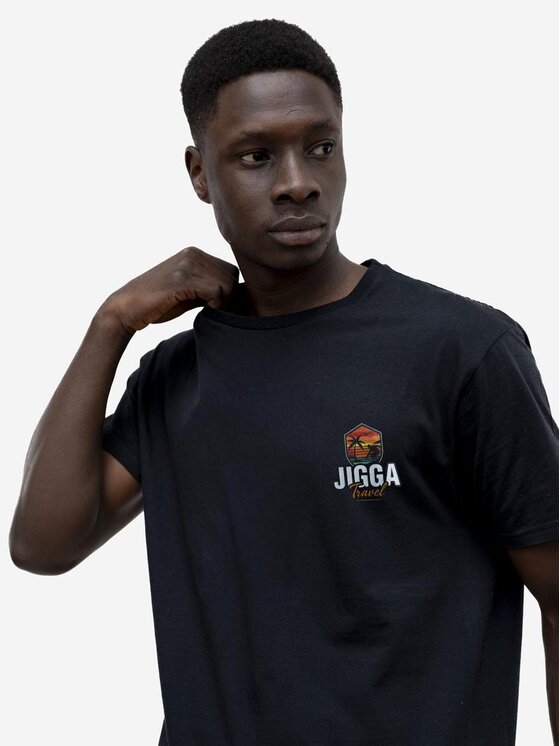 Jigga Wear Jigga Wear T-Shirt Koszulka Z Krótkim Rękawem Męska Czarna Jigga Wear Surfer M Czarny Regular Fit